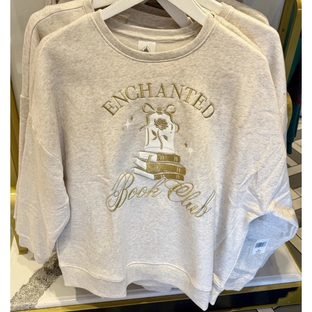 2026 Disney Parks Enchanted Book Club Sweatshirt 1X Pullover Embroidered Belle